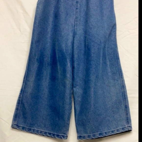 Denim & Co wide leg jean jumpsuit w corset back - Picture 3 of 12